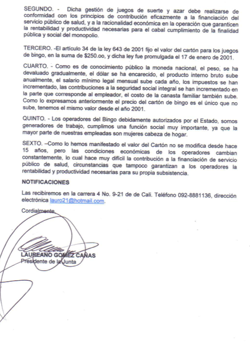 Coljuegos debe autorizar alza,operadores de Bingo en Colombia